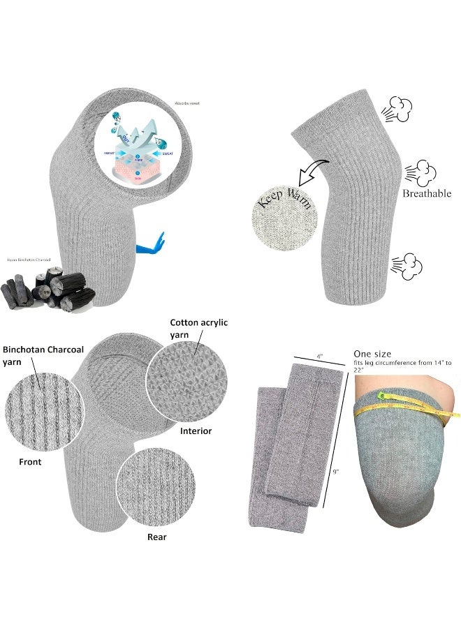 SENIOR ICARE Knee Warmers, Elastic Cotton Knee Sleeves - For Women, Men, Circulation Improvement and Joint Pain Relief for Arthritis Knees, Knitted Binchotan Charcoal Yarn, One Pair, Made in Japan - Image 4
